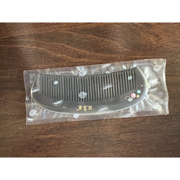 New Chongqing Carpenter Sandalwood Comb Set Floral Inlay w/ Silk Pouch & Box - Picture 5 of 6